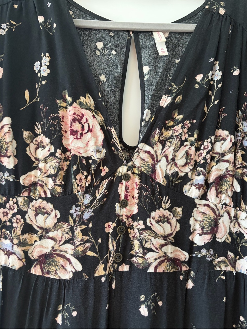 Xhilaration Black, Pink, White Floral Jumpsuit